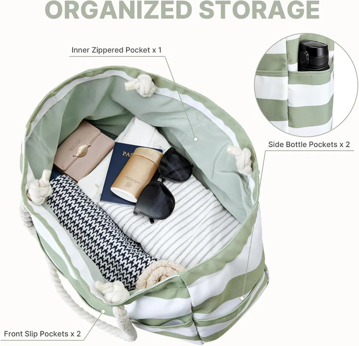 Canvas Waterproof Sandproof Large Beach Tote Bags
