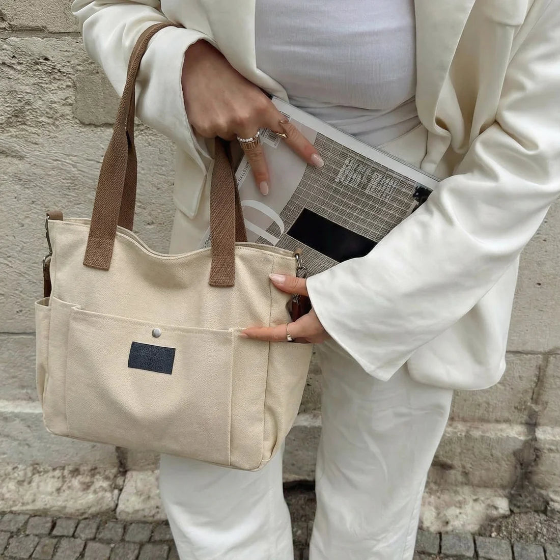 Canvas Tote Bag - Structured Everyday Carry, Fits 15.6" Laptops