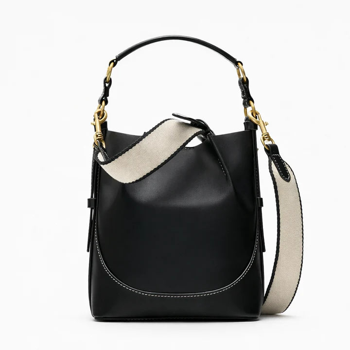 Women's Crossbody Bucket Bag with Canvas Strap