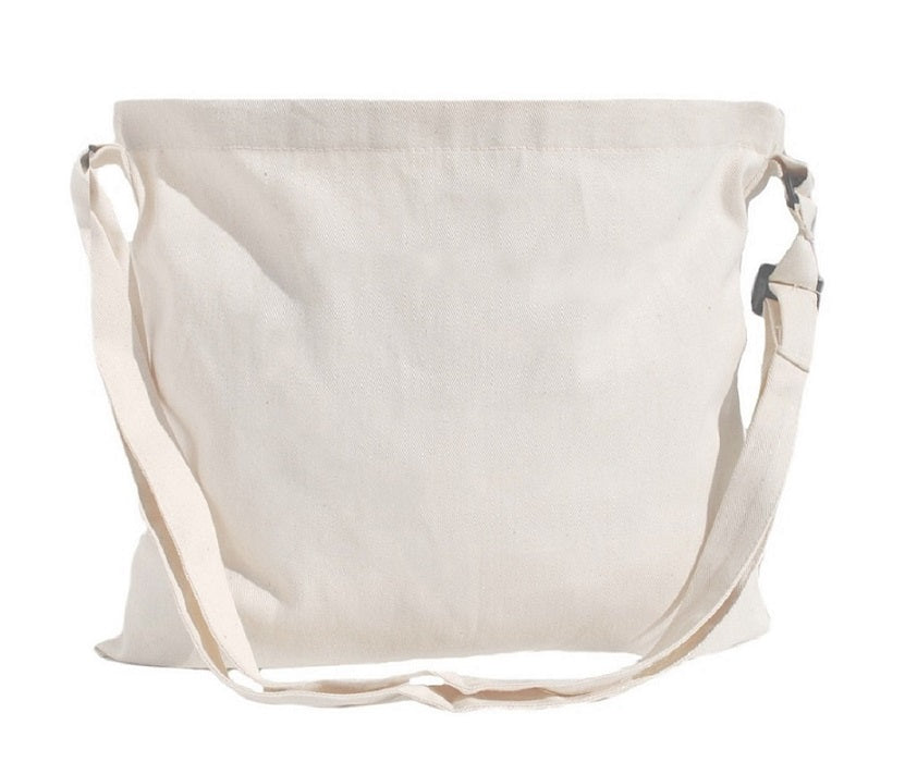 13"x15" Heavy Natural Cotton Twill Cross Body Messenger Tote Bag